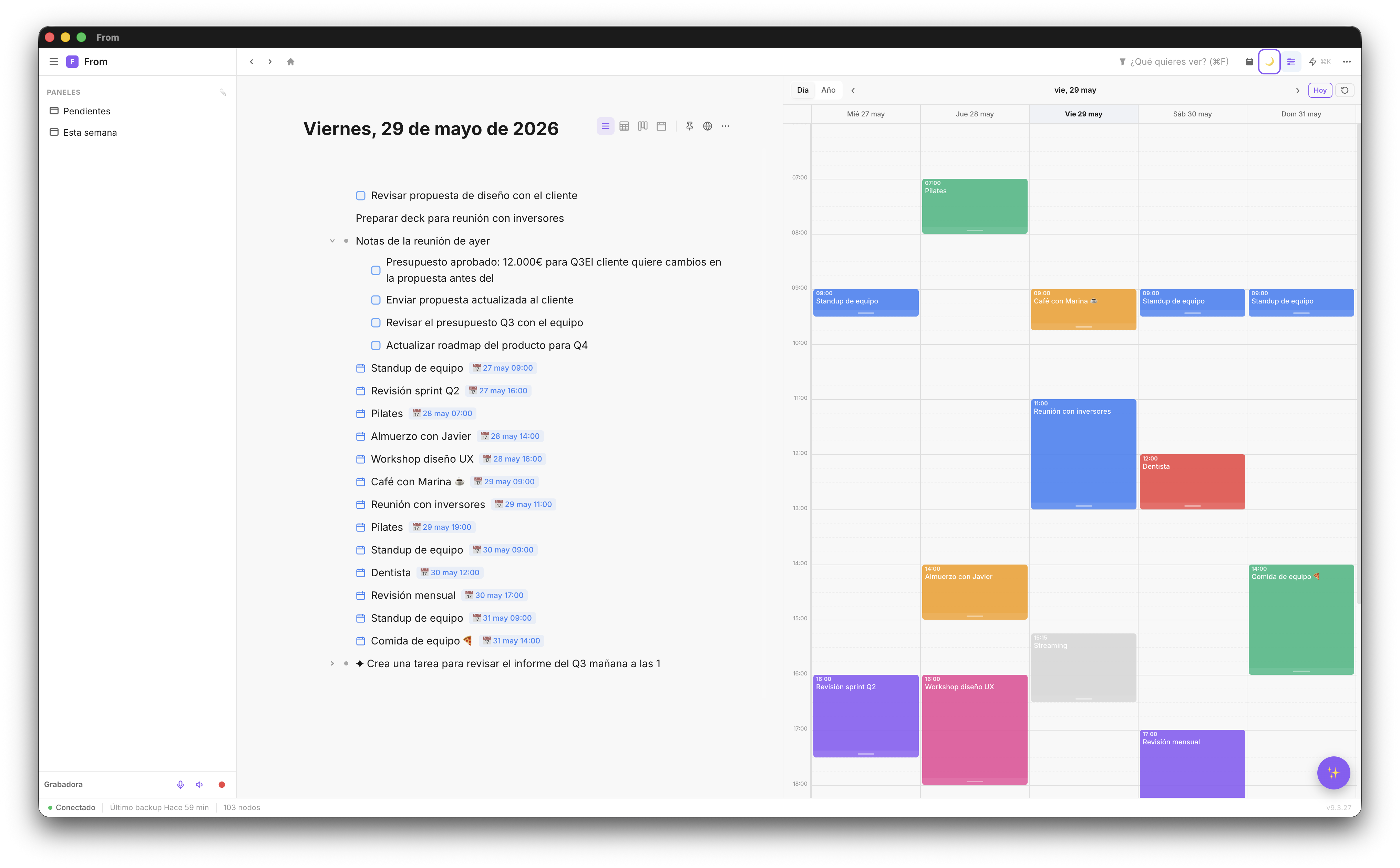 Agenda digital inteligente de From con Google Calendar integrado