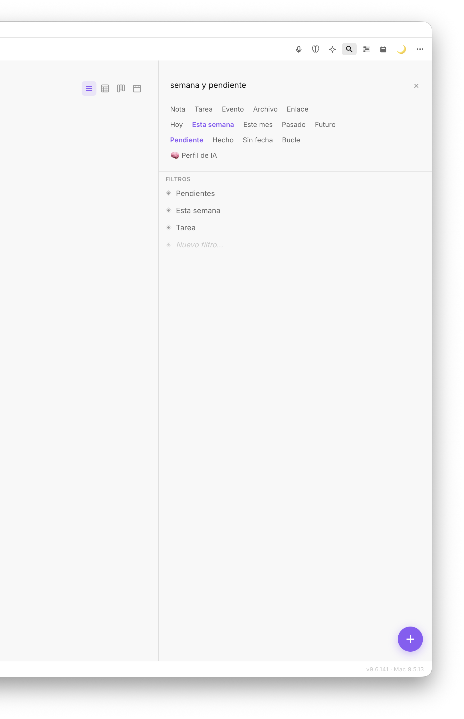 Paneles guardados en el sidebar