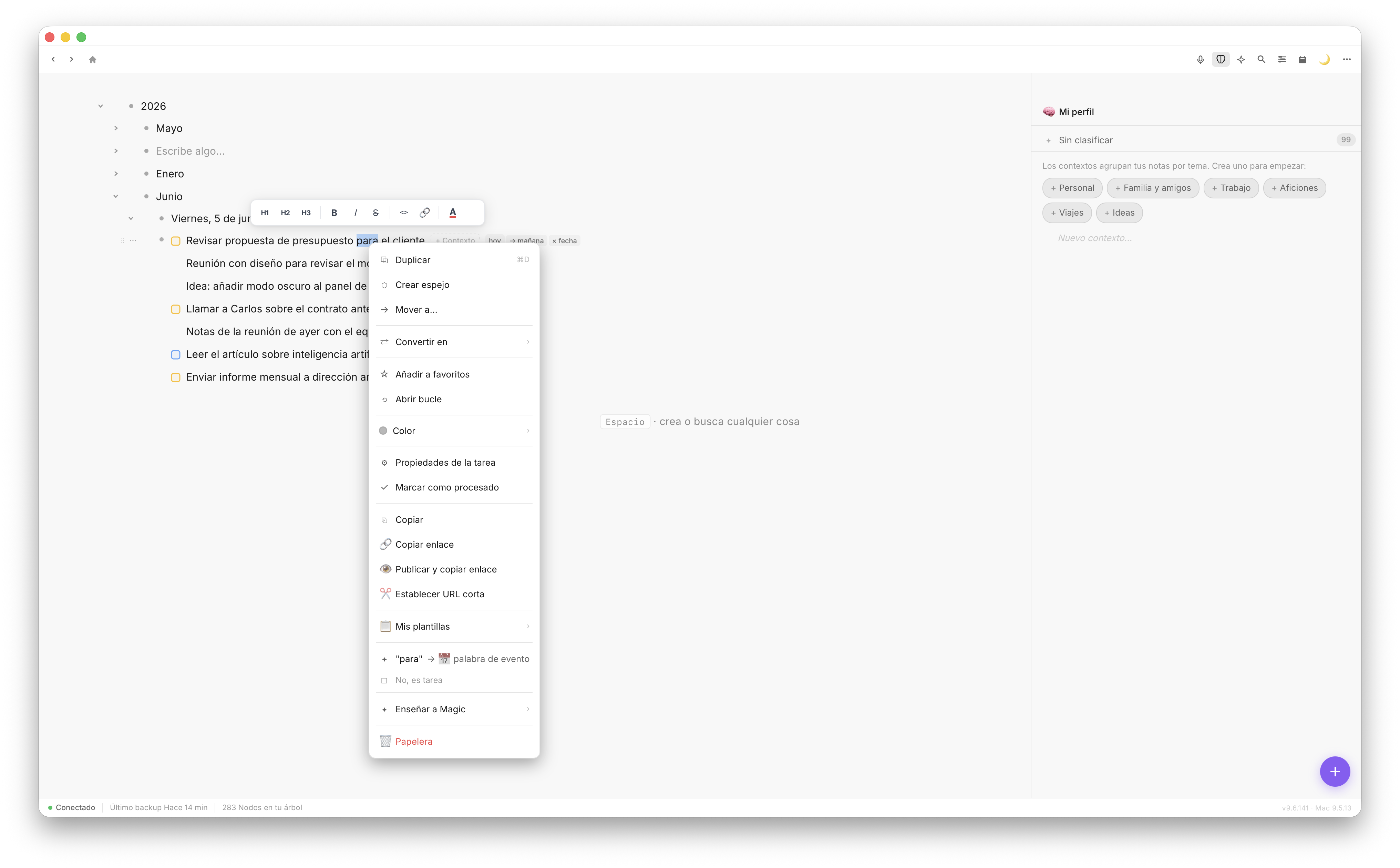 Magic Chat con instrucción en lenguaje natural siendo escrita por el usuario