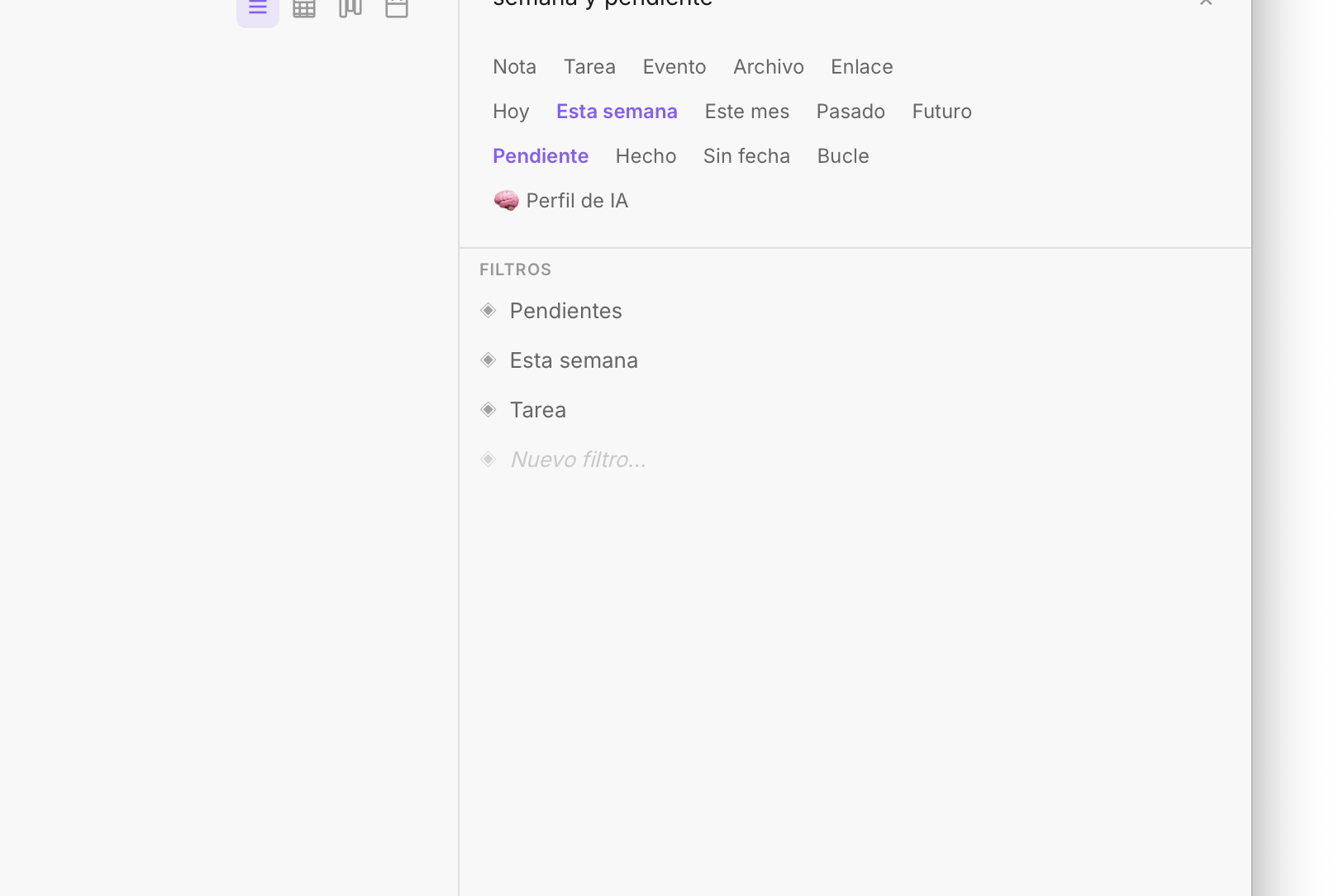 Sidebar con paneles guardados en From